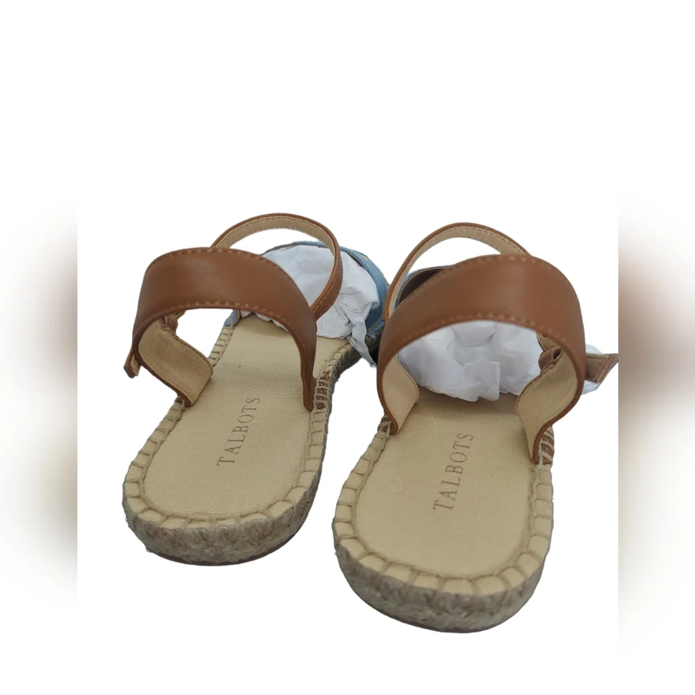 Talbots Light Chambray Izzy D'orsay Flamigo Espadrille Sandals Women's 7.5 NWT